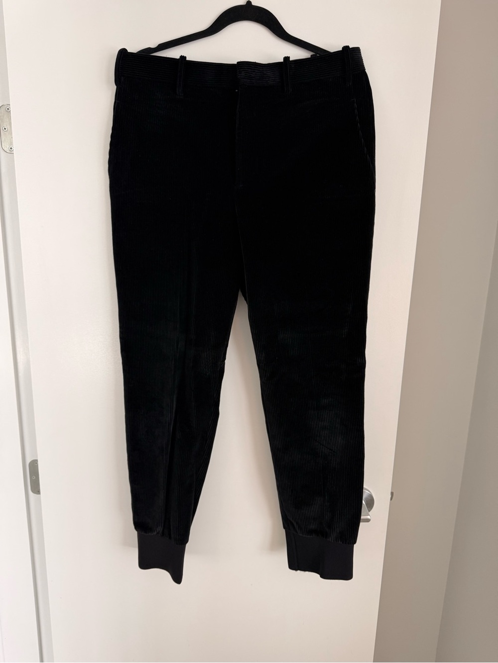 Neil Barrett Black Corduroy Tapered Jogger Pants